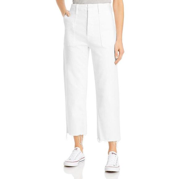 Mother Denim - Mother Womens White High Rise Raw Hem Denim Ankle Jeans NWT